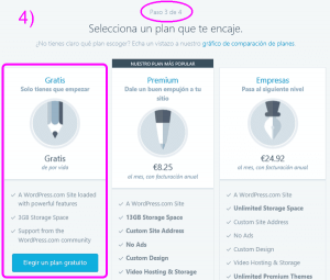 Elige un plan gratuito para tu blog en WordPress.com