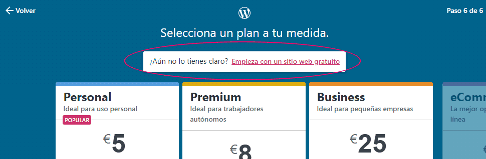 Crear un sitio web en WordPress gratis - Paso 6