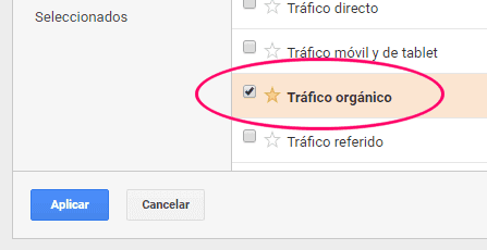Añadir segmento de tráfico orgánico en los datos de Google Analytics