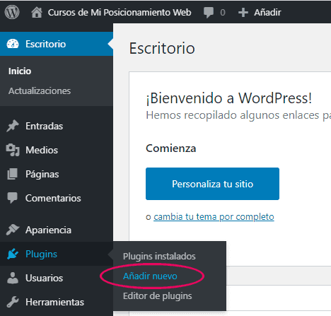 Añadir un nuevo plugin en WordPress